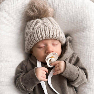 Beanie Hat - Oatmeal Pop Pom Pom