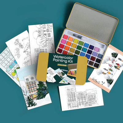 Watercolor Painting Kit - Winter Village