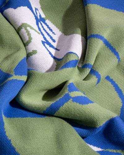 Grow  - Knit Throw Blanket - Cotton - Made in USA: Jade in Egyptian Cotton