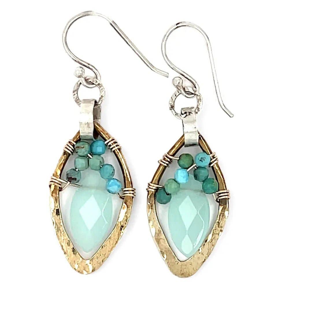 Earrings - Turquoise Summer Leaves
