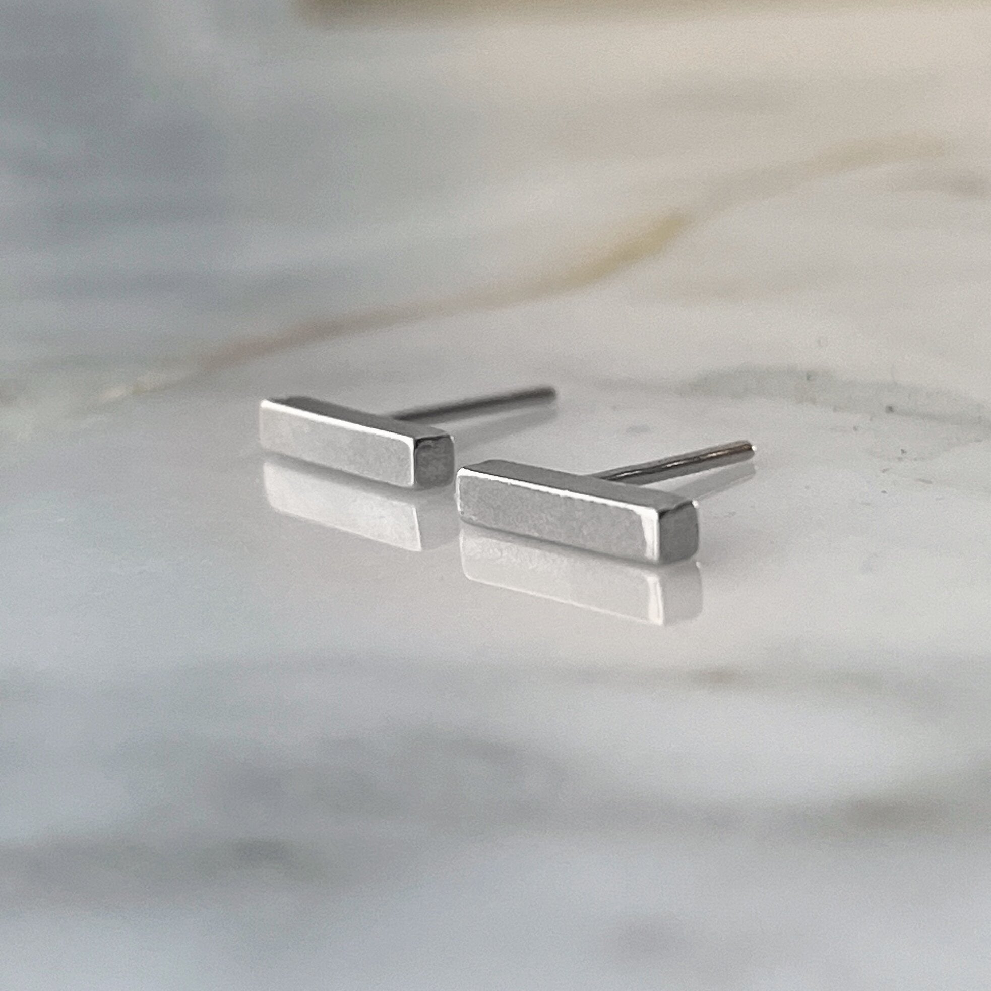 Earrings - Bar Stud - Silver - Gift & Gather