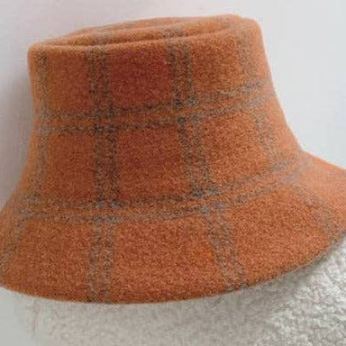 Bucket Hat - Plaid Wool - Orange