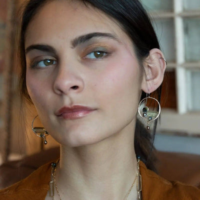 Earrings - Hoops - Embroidered Quartz