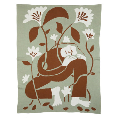 Grow  - Knit Throw Blanket - Cotton - Made in USA: Jade in Egyptian Cotton