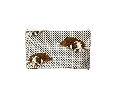 Spotted Cotton Bulldog Cosmetic Pouch for Dog Lover