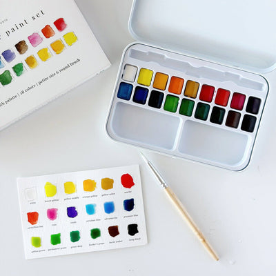 Watercolor Paint Set  - 18 Colors With Brush