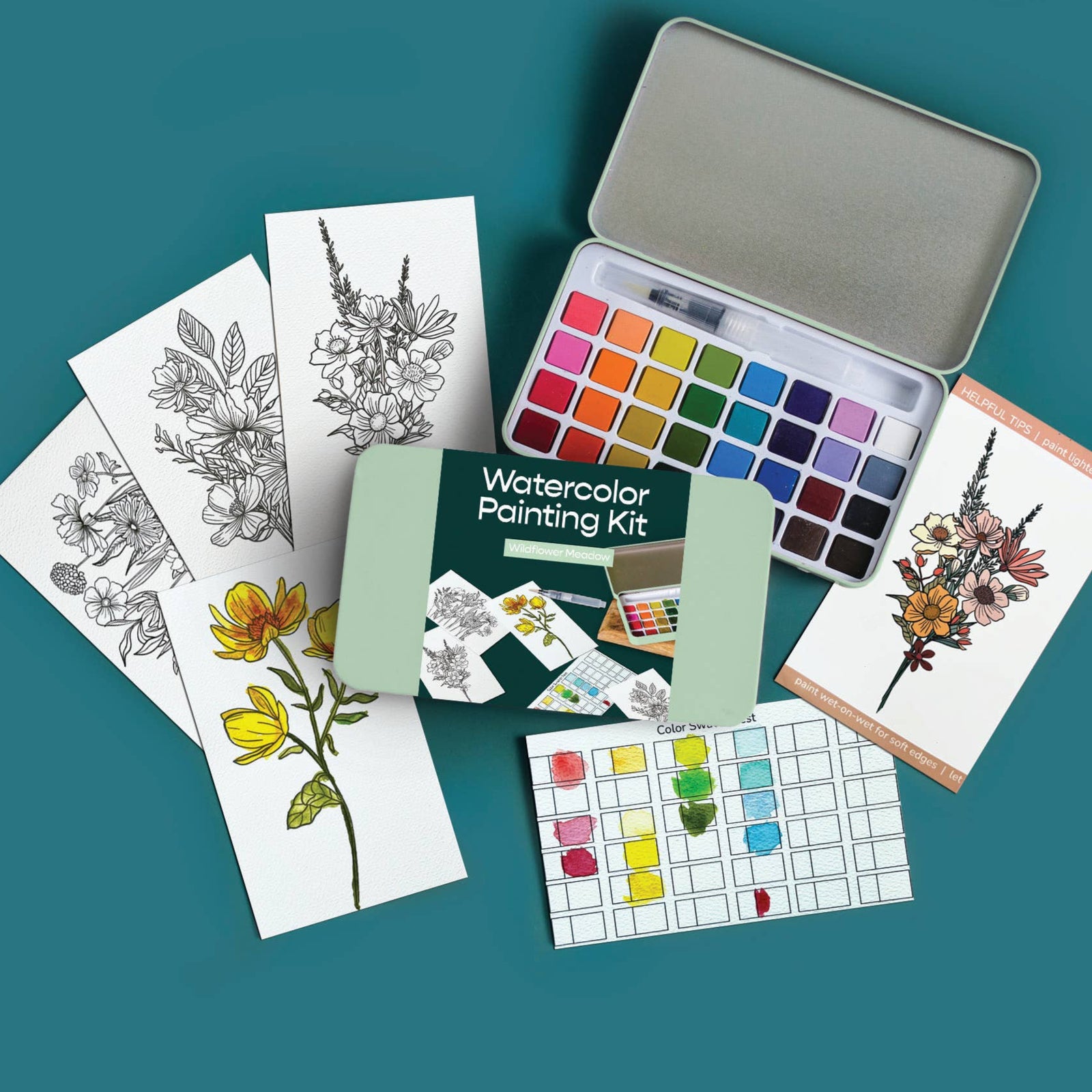 Watercolor Painting Kit - Wildflower Meadow