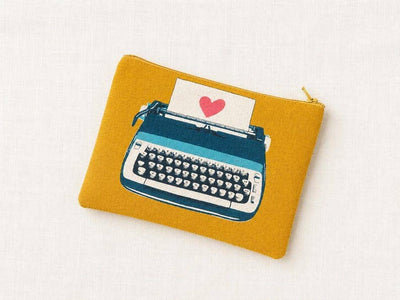 Pencil Case, Cosmetic Bag, Make Up Pouch, Zipper Pouch, Fabric Pouch, Writer Pouch, Ruby Star Society Typewriter