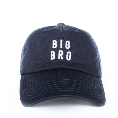 Navy blue cap with 'BIG BRO' text on a white background