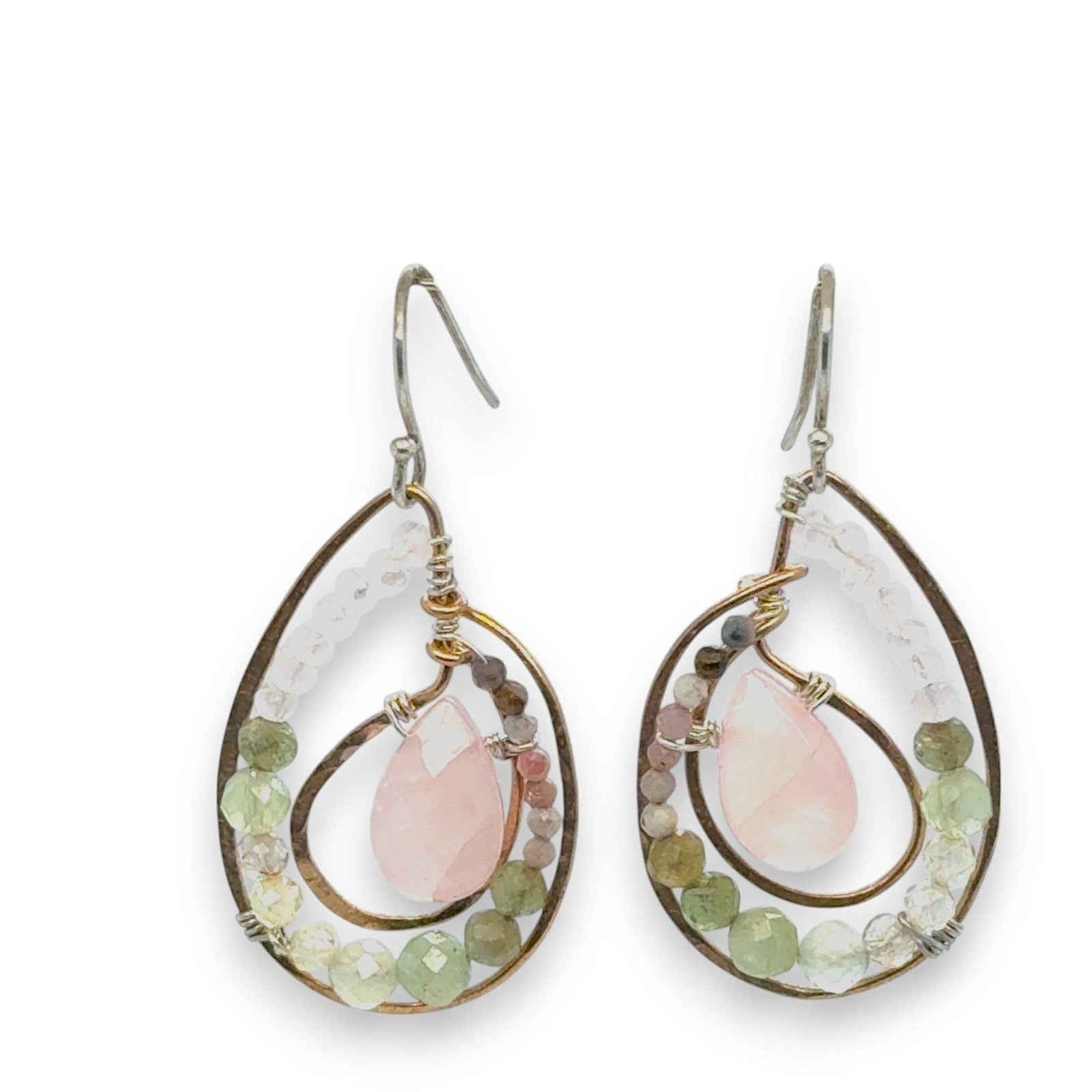 Earrings -  Lily Pad Rose Quartz