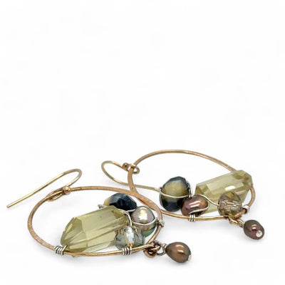 Earrings - Hoops - Embroidered Quartz