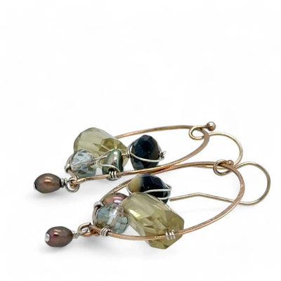 Earrings - Hoops - Embroidered Quartz