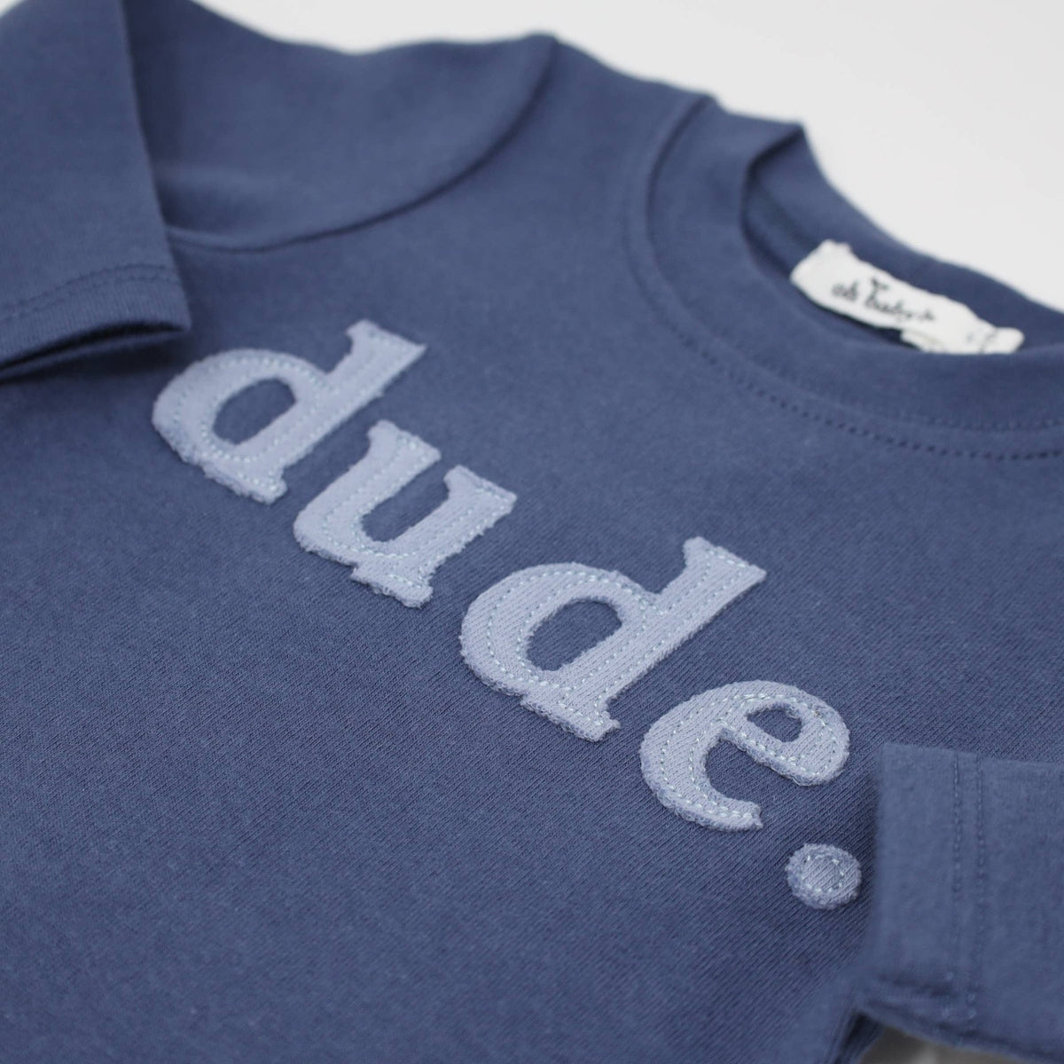 Fog "dude" applique on Denim L/S 2PC Set: DENIM / 3 - 6 mo - Gift & Gather