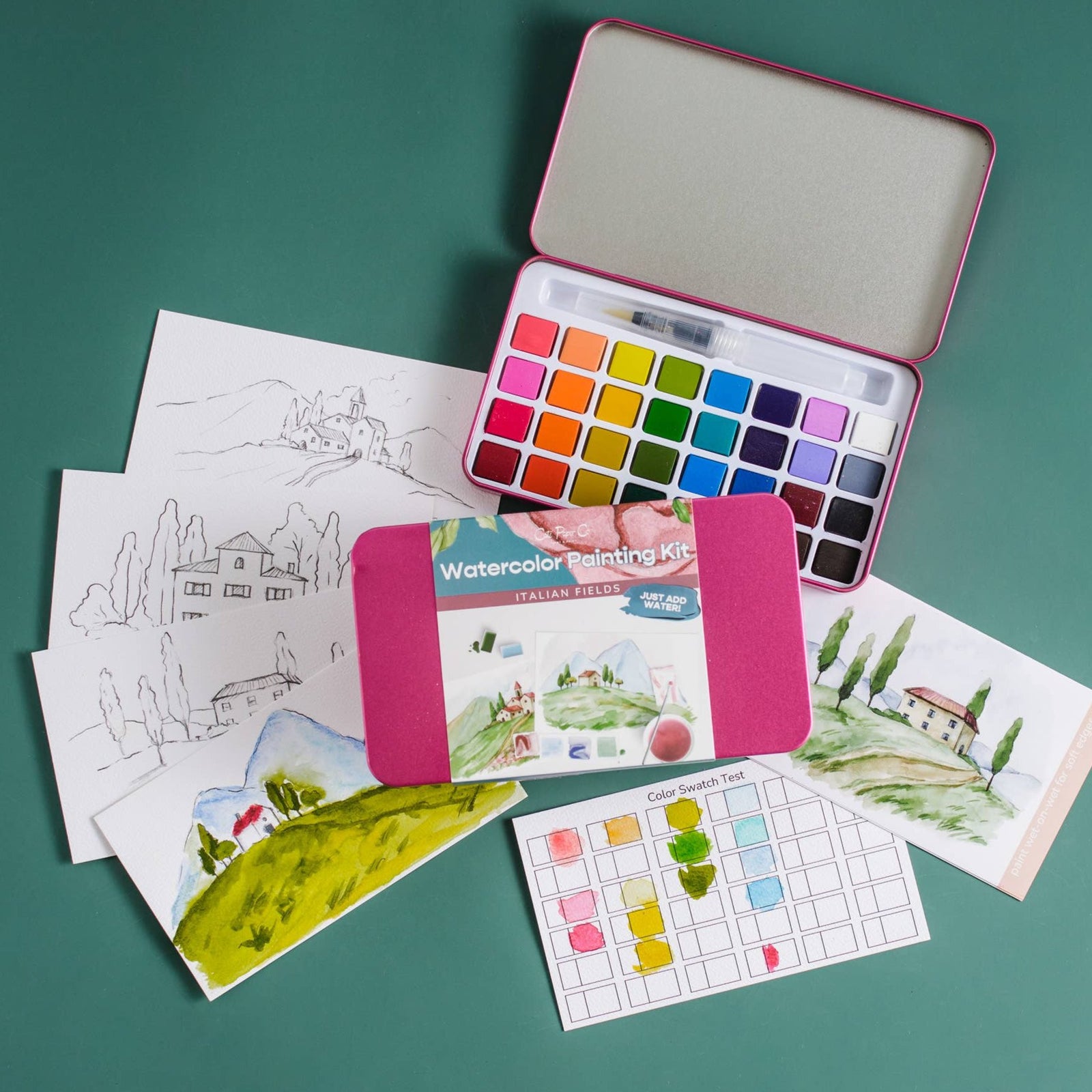 Italian Fields watercolor painting kit - Gift & Gather