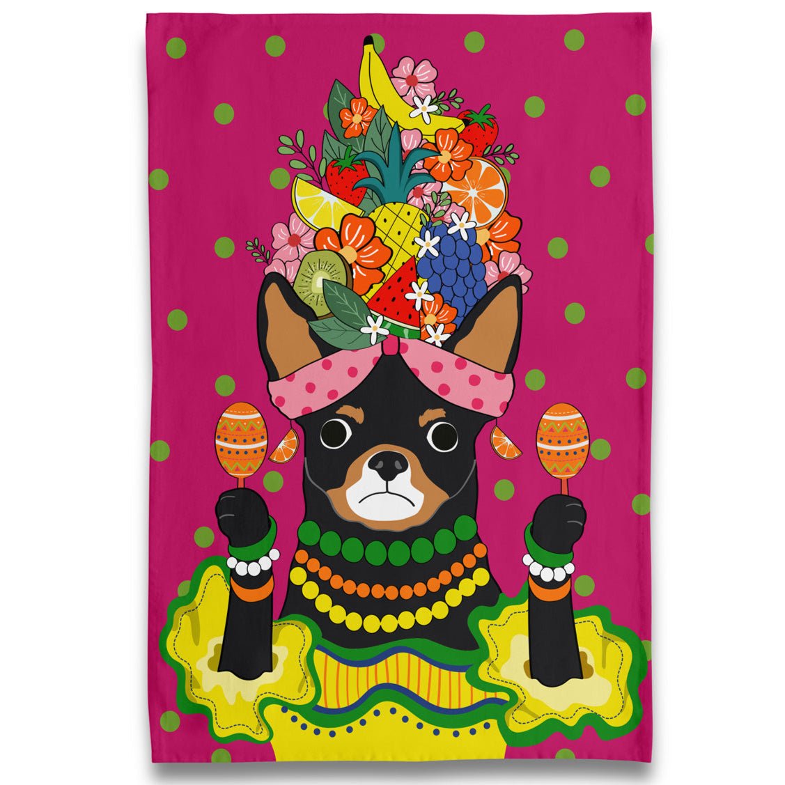 Kitchen Towel - Chihuahua With Fruit Hat - Gift & Gather