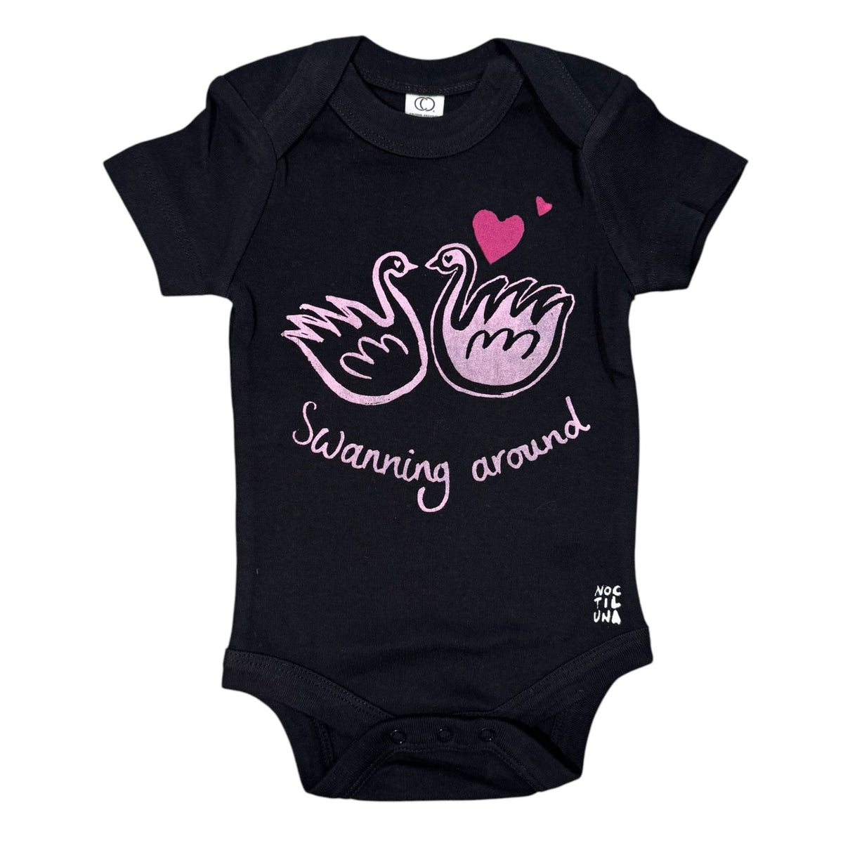 Onesie - Swan Around - Short Sleeve - Black/Pink - Gift & Gather