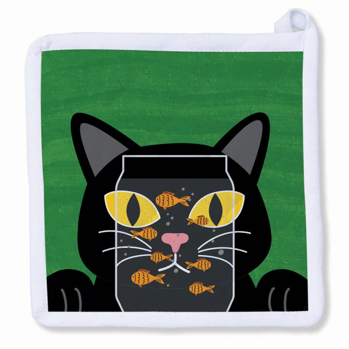 Pot Holder - Black Cat & Fish - Gift & Gather