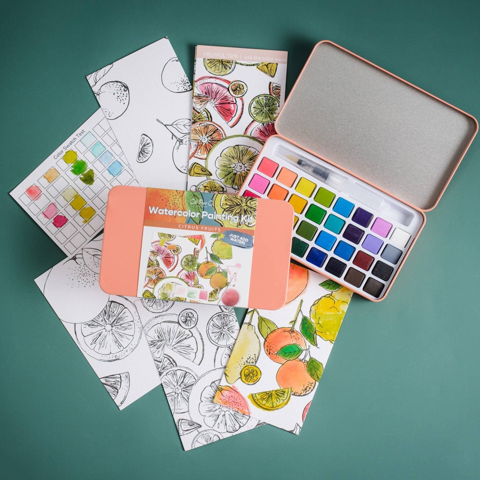 Watercolor Painting Kit - Citrus Fruits - Gift & Gather