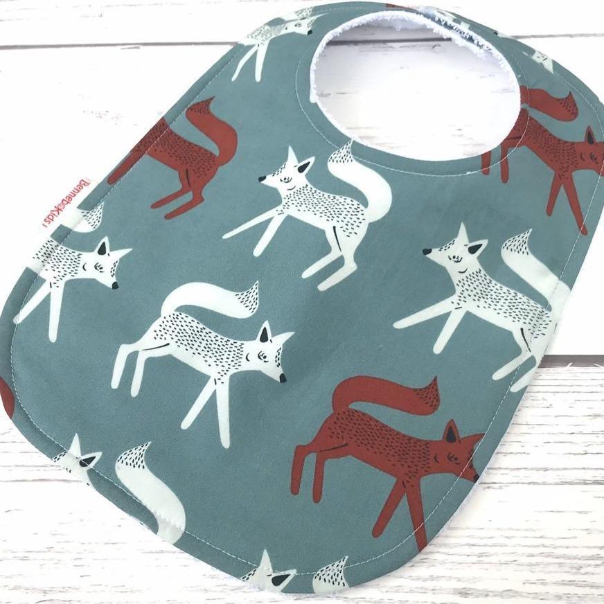 Baby Bib - Foxes on Teal - Gift & Gather