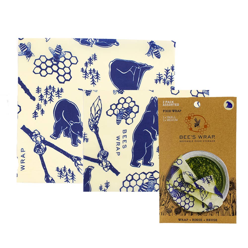 Bee's Wrap - Assorted 2 Pack - Bees & Bears Print - Gift & Gather