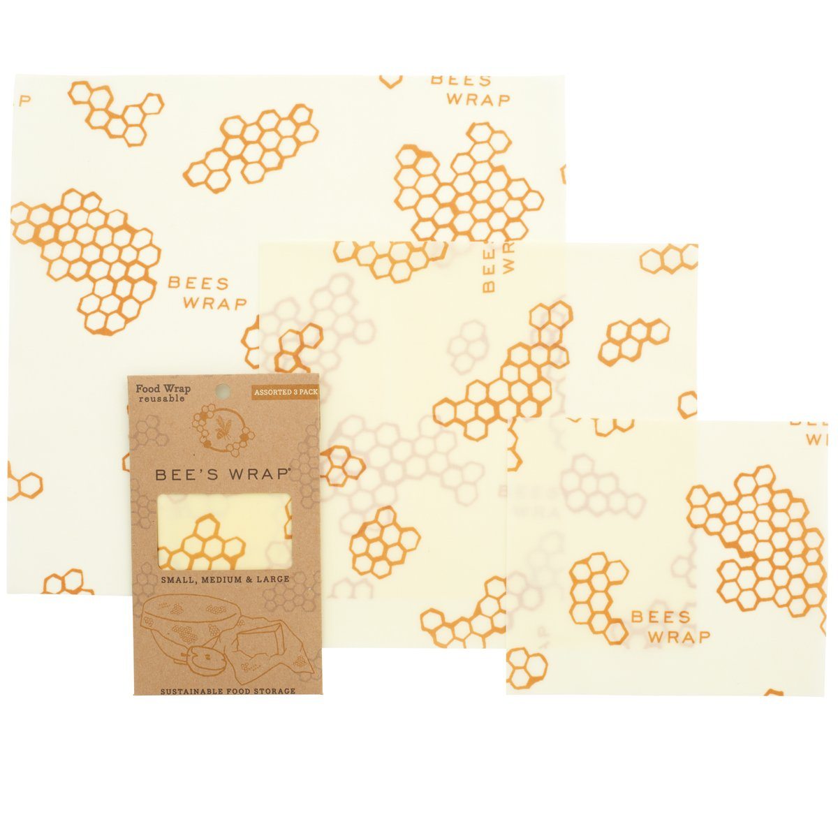 Bee's Wrap - Assorted Sizes - Pack of 3 - Honeycomb Print - Gift & Gather
