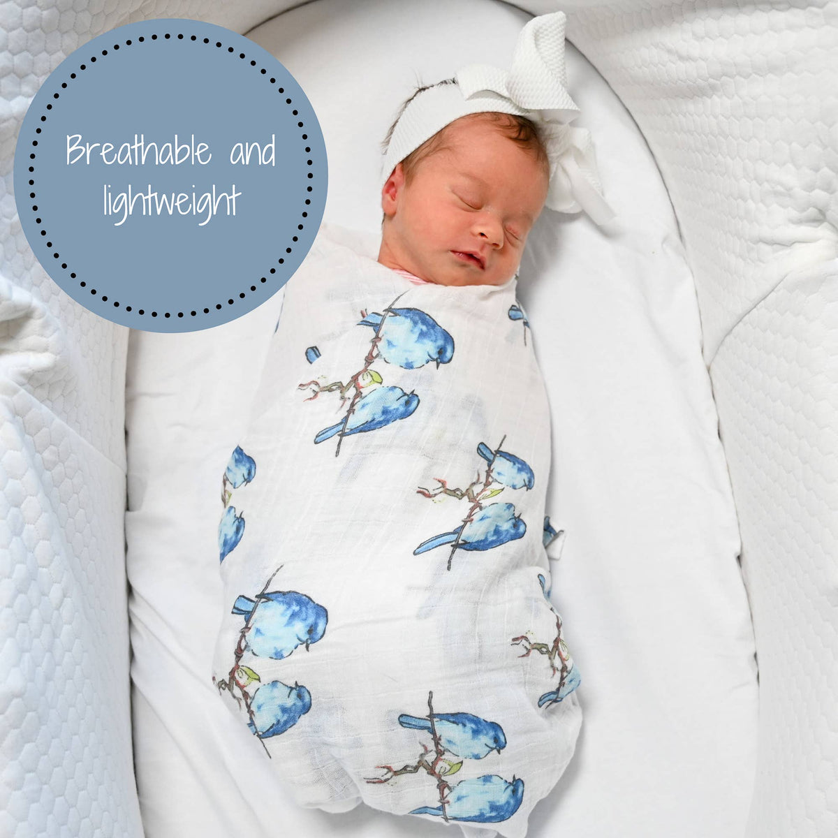 Bluebird Of Happiness Baby Swaddle Blanket - Gift & Gather