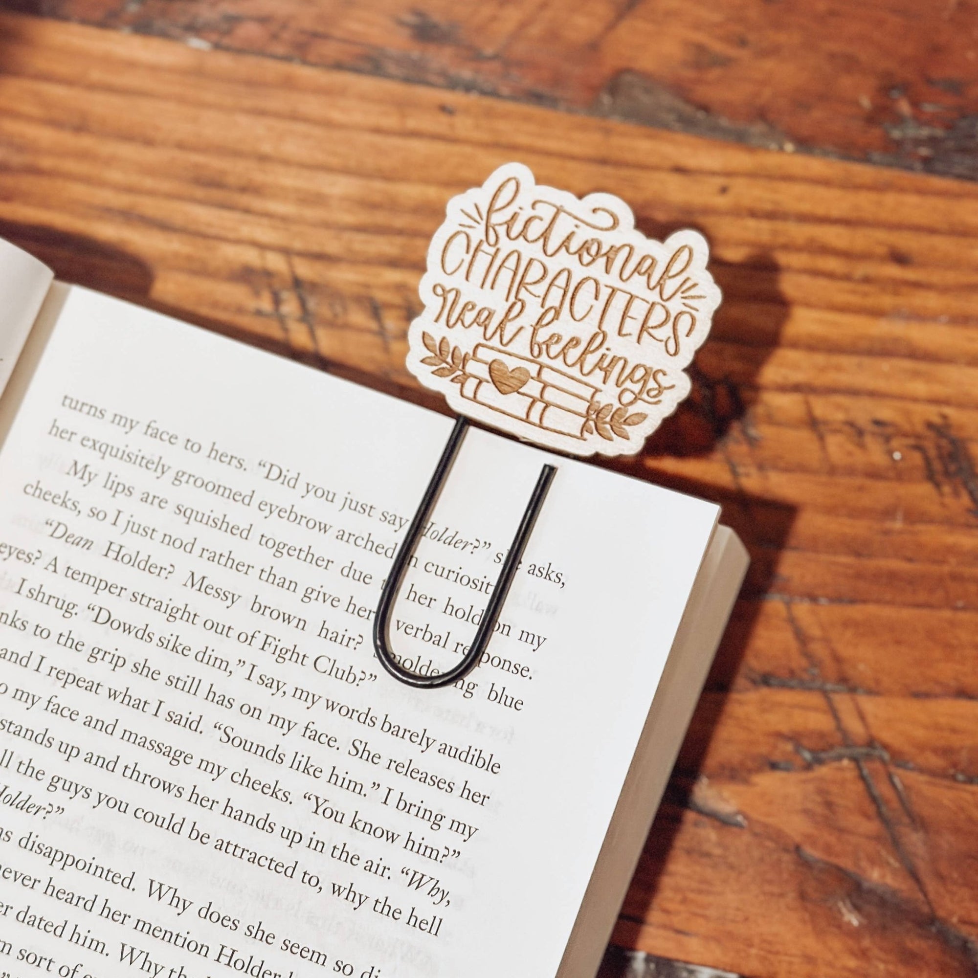 Bookmark - "Fictional Characters, Real Feelings" - Gift & Gather