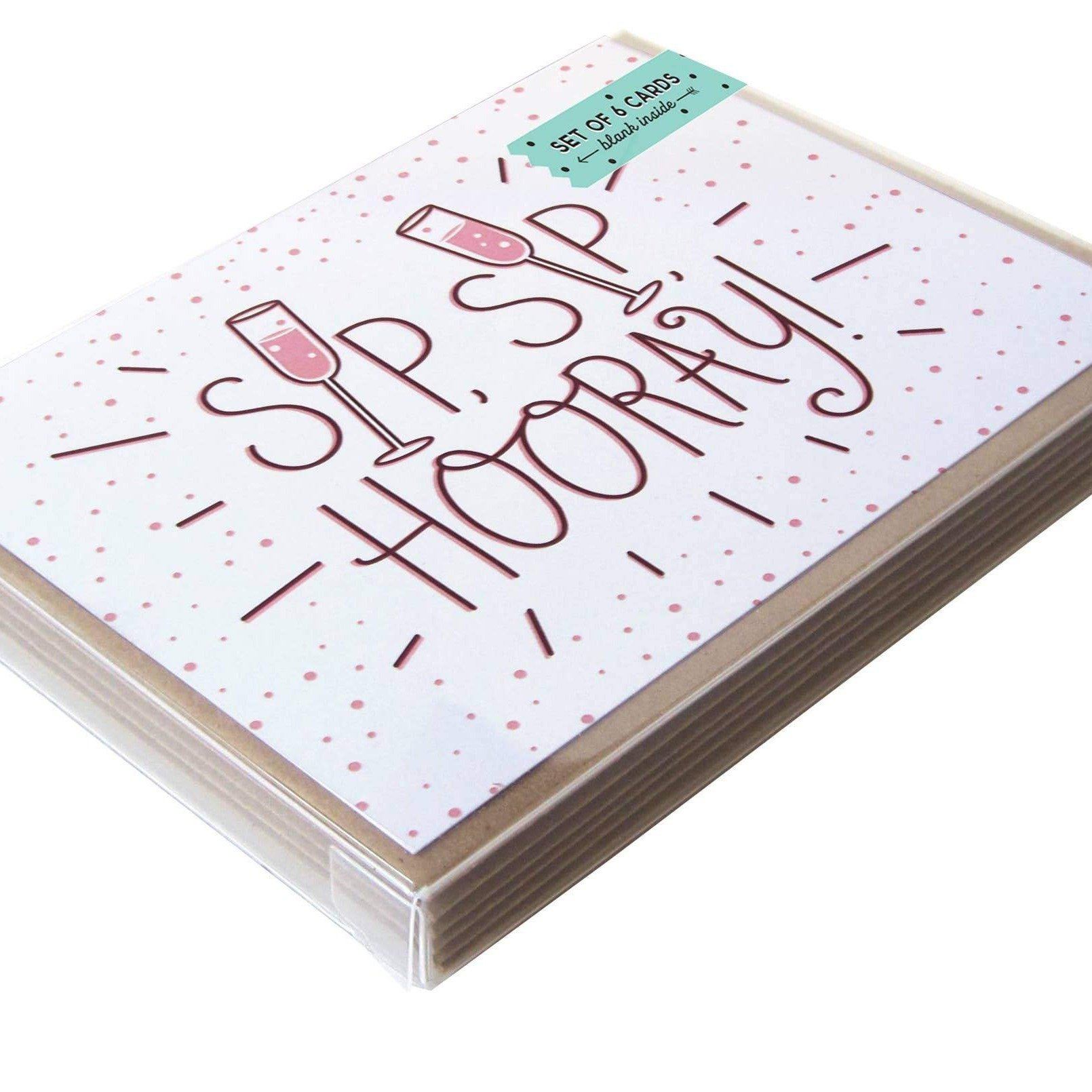 Card - Set Of 6 - Sip Sip Hooray - Gift & Gather