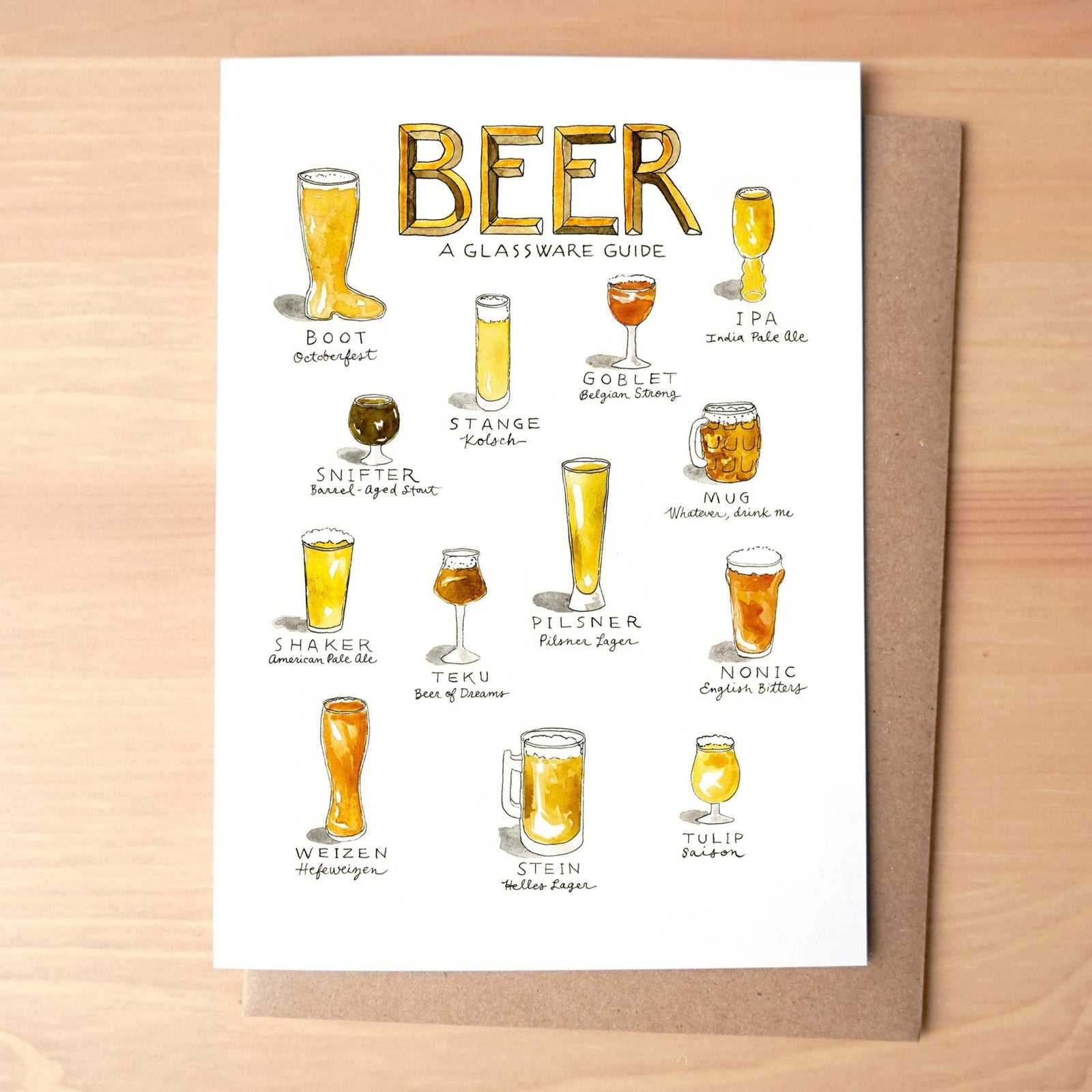 Card - Types of Beer Glassware - Gift & Gather