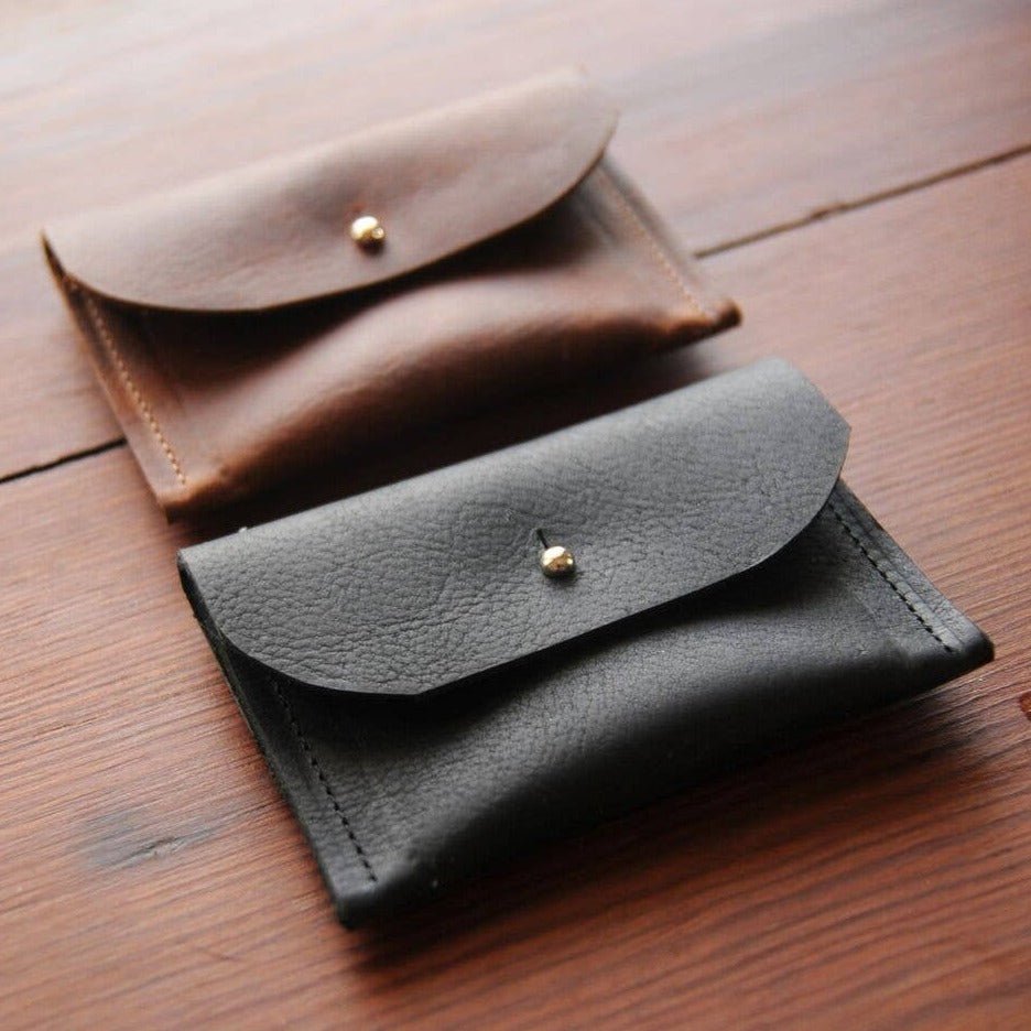 Card Wallet - Solid Leather - Black - Gift & Gather