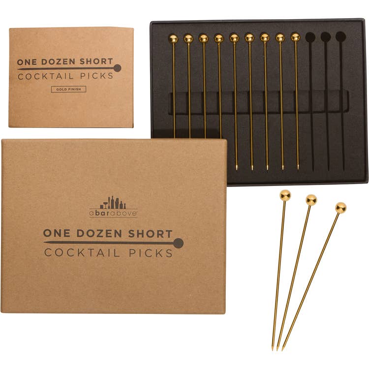 Cocktail Picks -12 Piece Set - Gold - Gift & Gather