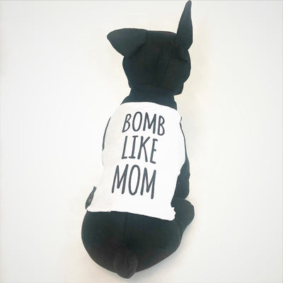 Dog Raglan Tee - Bomb Like Mom - Black on White/Glitter Black - Gift & Gather