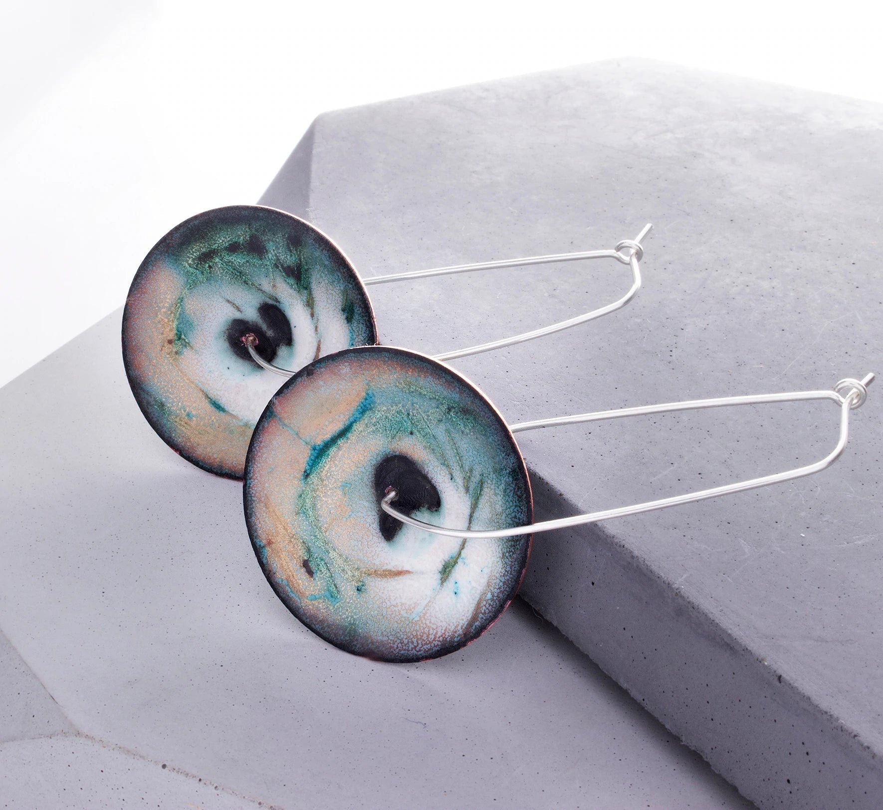 Earrings - Boho Disc - Distressed Blue & Copper - Gift & Gather