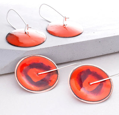 Earrings - Boho Disc - Orange & Magenta - Gift & Gather