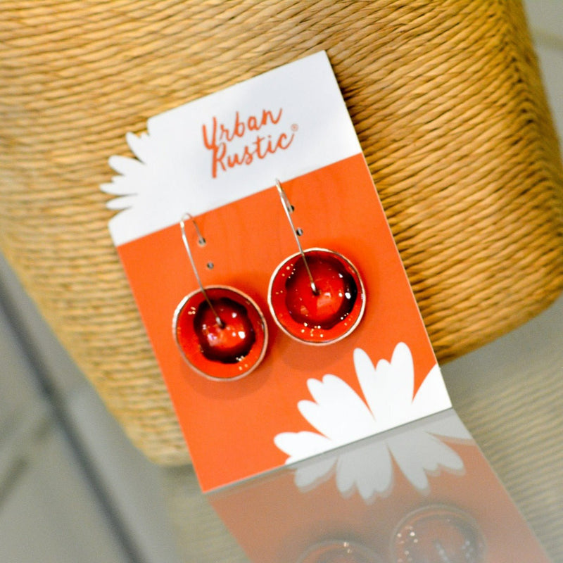 Earrings - Boho Disc - Orange & Magenta - Gift & Gather