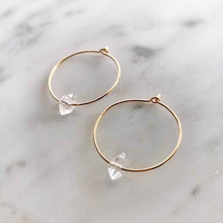 Earrings - Herkimer Hoops - Gold Filled - Gift & Gather