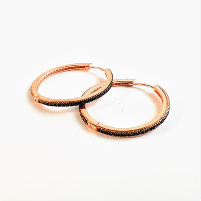 Earrings - Huggies - Black Crystal Hoops - Gift & Gather