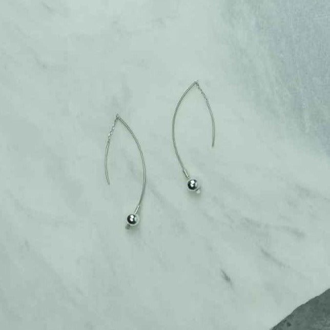 Earrings - Line Dangle With Metal Bead - Gift & Gather