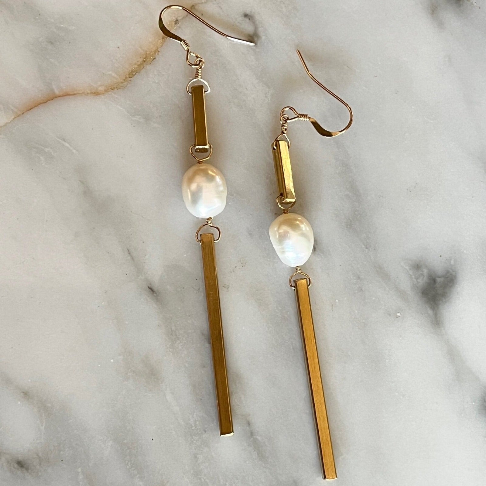 Earrings - Pearl Long Bar - Gift & Gather