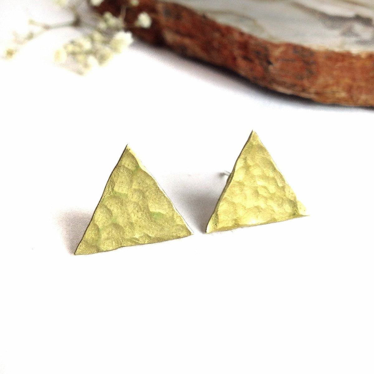 Earrings - Studs - Triangle - Brass - Gift & Gather