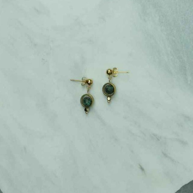 Earrings - Tiny Drops With African Turquoise - Gift & Gather