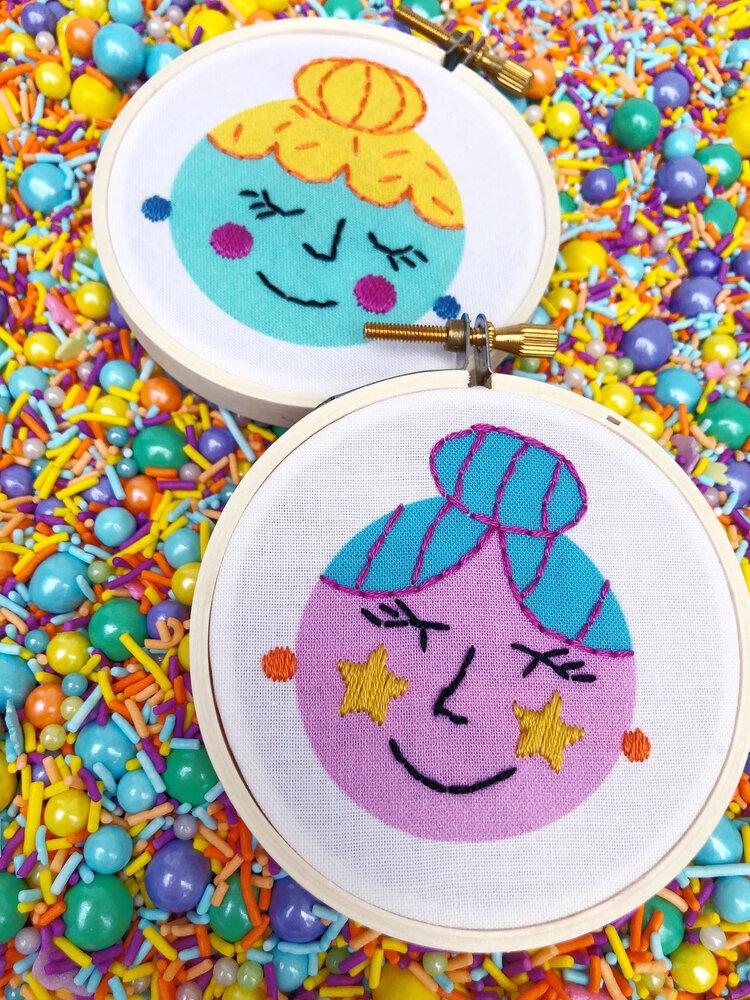 Embroidery Kit - Mini - Bun Girls - Gift & Gather