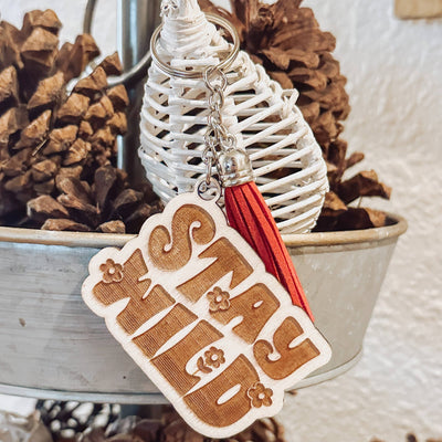 Engraved Wood keychains: Just Breathe - Gift & Gather