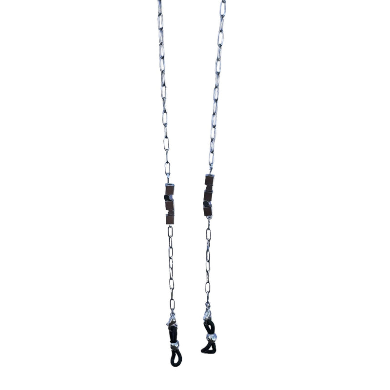 Eye Glasses Chain - Tiny Cubes - Silver
