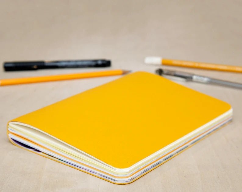 Handmade Notebook - Large Mixed Paper - Yellow - Gift & Gather