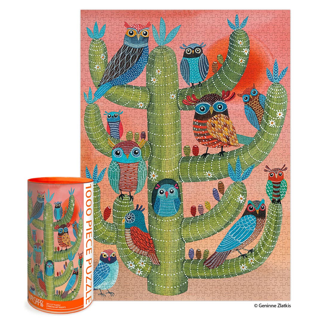 Jigsaw Puzzle - Saguaro Owls - 1000 Piece - Gift & Gather