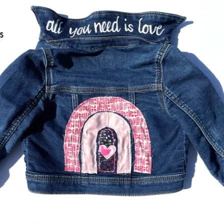 Kids Hand Painted Denim Jacket - Rainbow - Gift & Gather