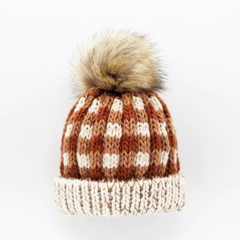 Knit Beanie Hat - Sienna Buffalo Check - Gift & Gather