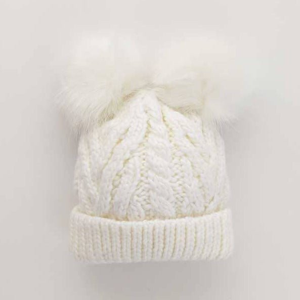 Knit Beanie Hat - Winter White Fluffer - Gift & Gather