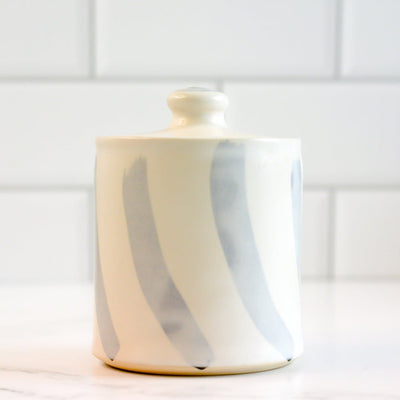 Large Salt Cellar - White With Stripes - Gift & Gather